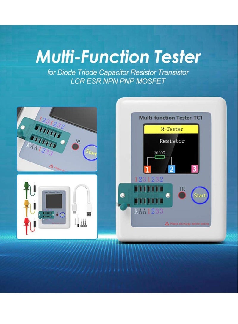 Transistor Meter, LCR-TC1 Multi-Function Capacitance Resistance ESR Tester, 1.8