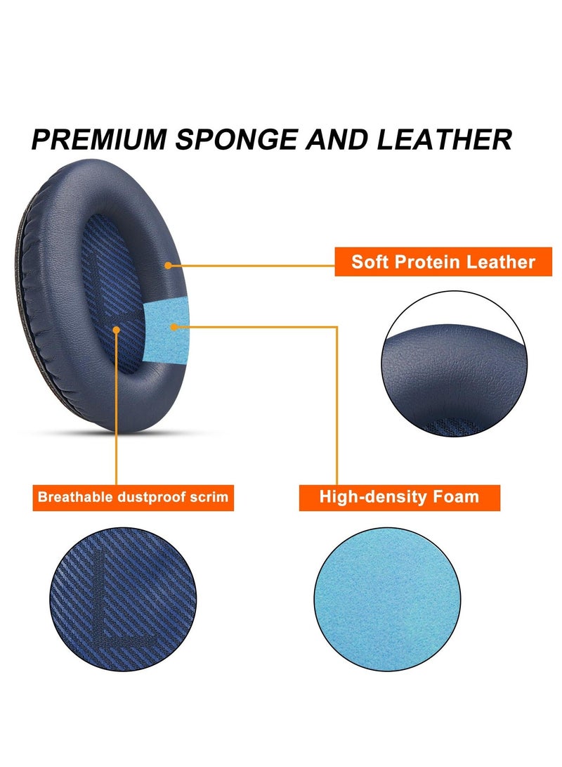 Replacement Ear Pads Compatible for Bose QC35 & QC35ii Over-Ear Headphones Made- Comfortable Adaptive Memory Foam and Extra Durable Earpads Kit for Bose QuietComfort 35 &35ii(Navy blue)