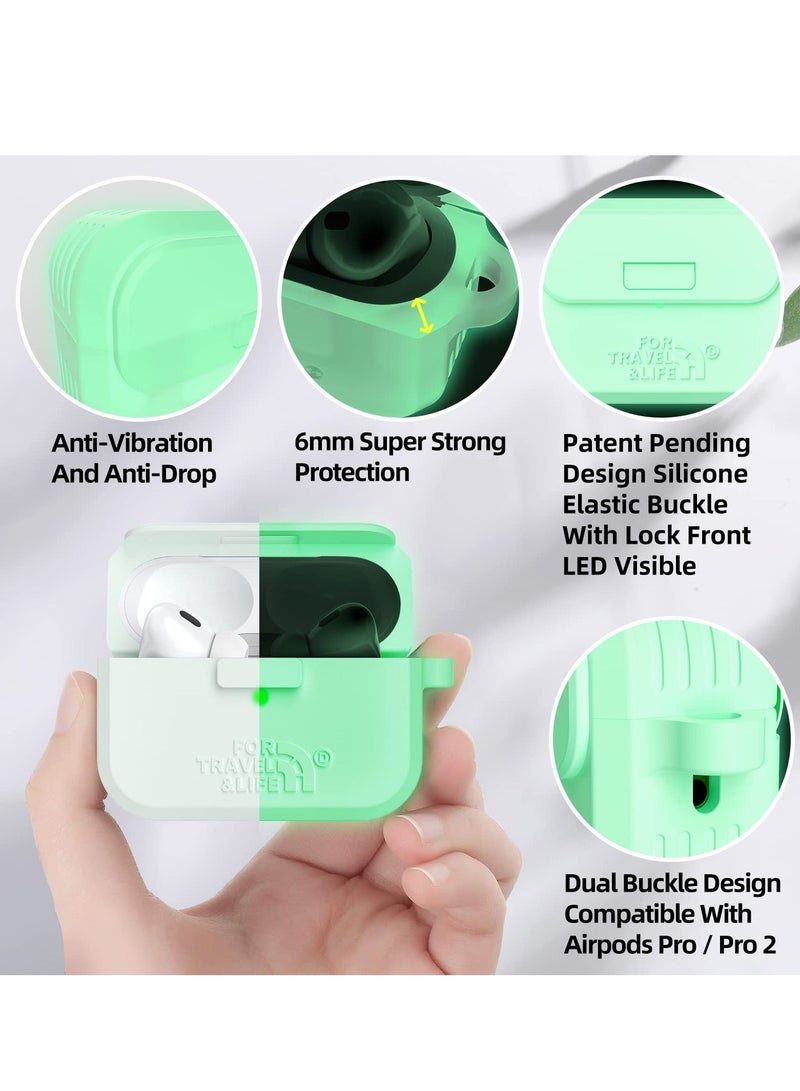 Headphone Protective Cover, Compatible with AirPods Pro 2nd/1st Generation Case Cover, Rugged Military Grade Protective Cover, with Apple AirPods Pro 2022/2019 Charging Case (Nightglow Clear)