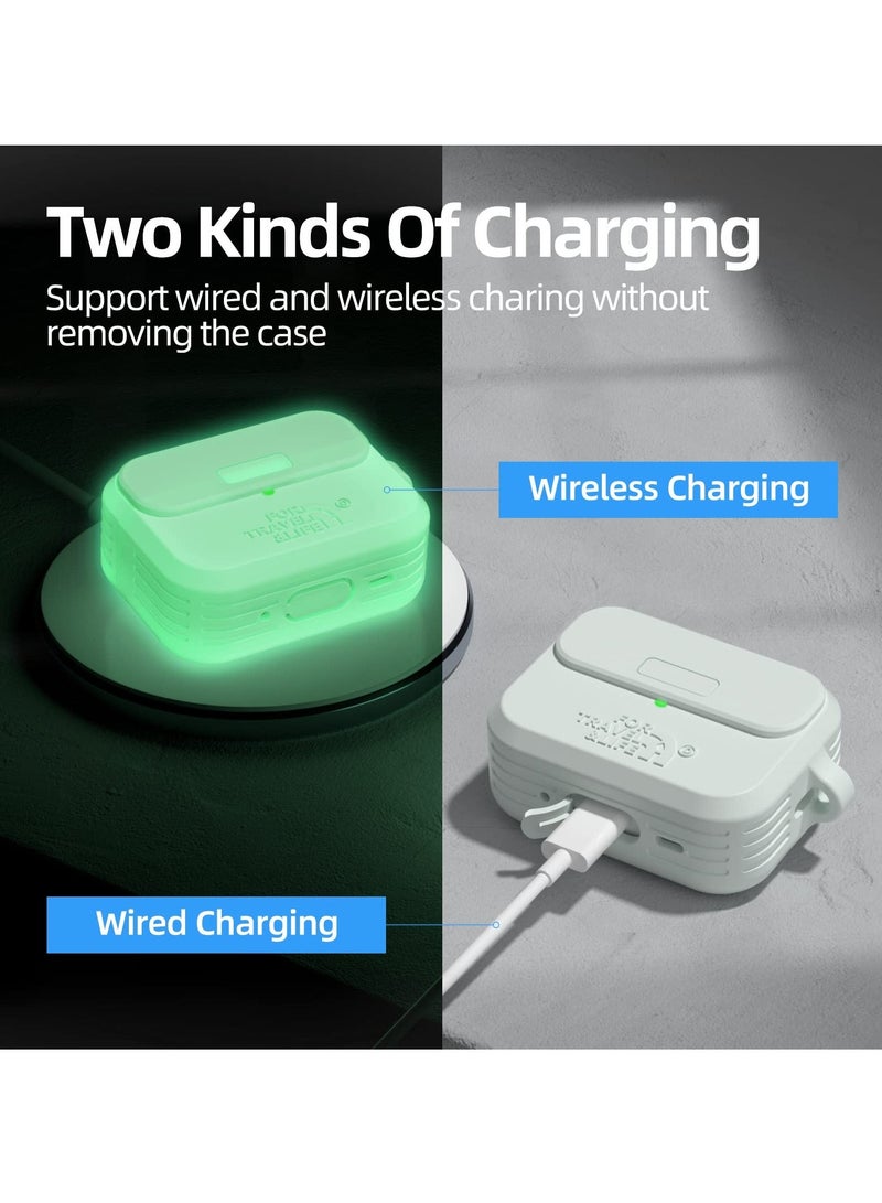 Headphone Protective Cover, Compatible with AirPods Pro 2nd/1st Generation Case Cover, Rugged Military Grade Protective Cover, with Apple AirPods Pro 2022/2019 Charging Case (Nightglow Clear)