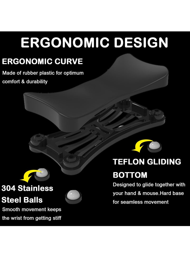Ergonomic Gliding Palm Rest, Sliding Wrist Pad with 4 Scroll Wheels, Moves with Mouse, Carpal Tunnel Relief, Typing Support for Computer, Laptop, Mac, Lightweight Office Aid