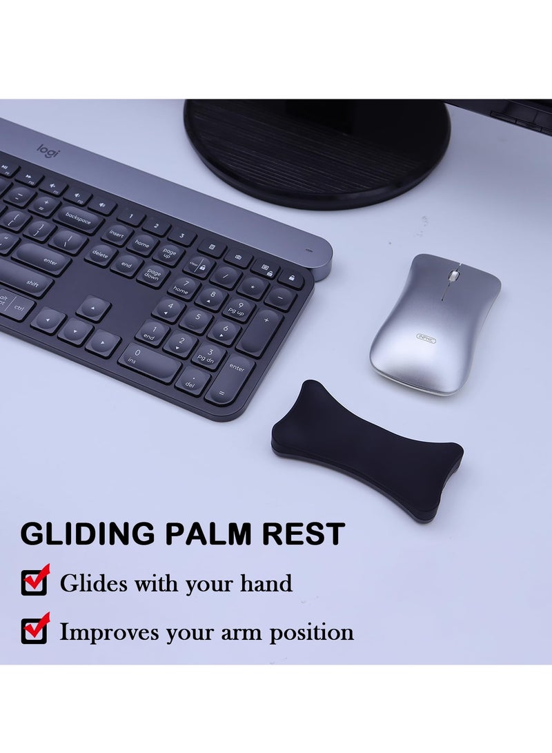 Ergonomic Gliding Palm Rest, Sliding Wrist Pad with 4 Scroll Wheels, Moves with Mouse, Carpal Tunnel Relief, Typing Support for Computer, Laptop, Mac, Lightweight Office Aid