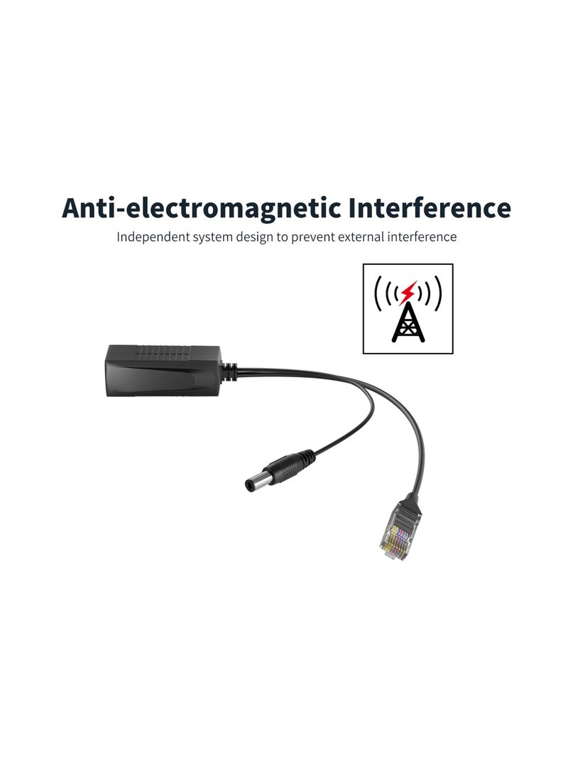 48V to 12V Active POE Splitter Adapter, Connectors Adapter Cable Splitter Injector AP Power Supply Isolated Type With DC 12V Output