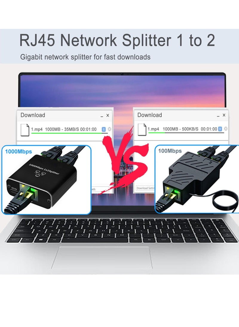 RJ45 Network Splitter Adapter, Ethernet Cable Splitter, 1 to 3 Internet Splitter 1000Mbps High Speed LAN Network Splitter, 3 Devices Simultaneous Networking, for Cat5/5e/6/7/8