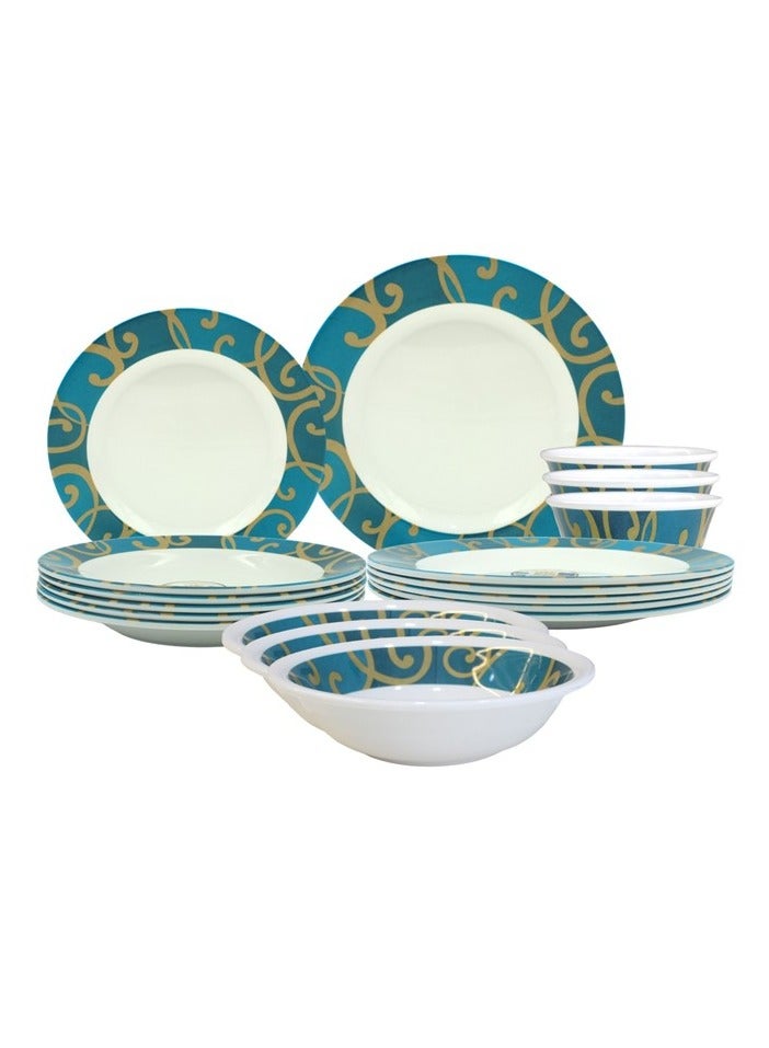 Melrich Melamine 12 Pcs Dinner Set Dishwasher Safe Dinner Plate Soup Plate Salad Bowl Rice Bowl Strong and Durable Long lasting