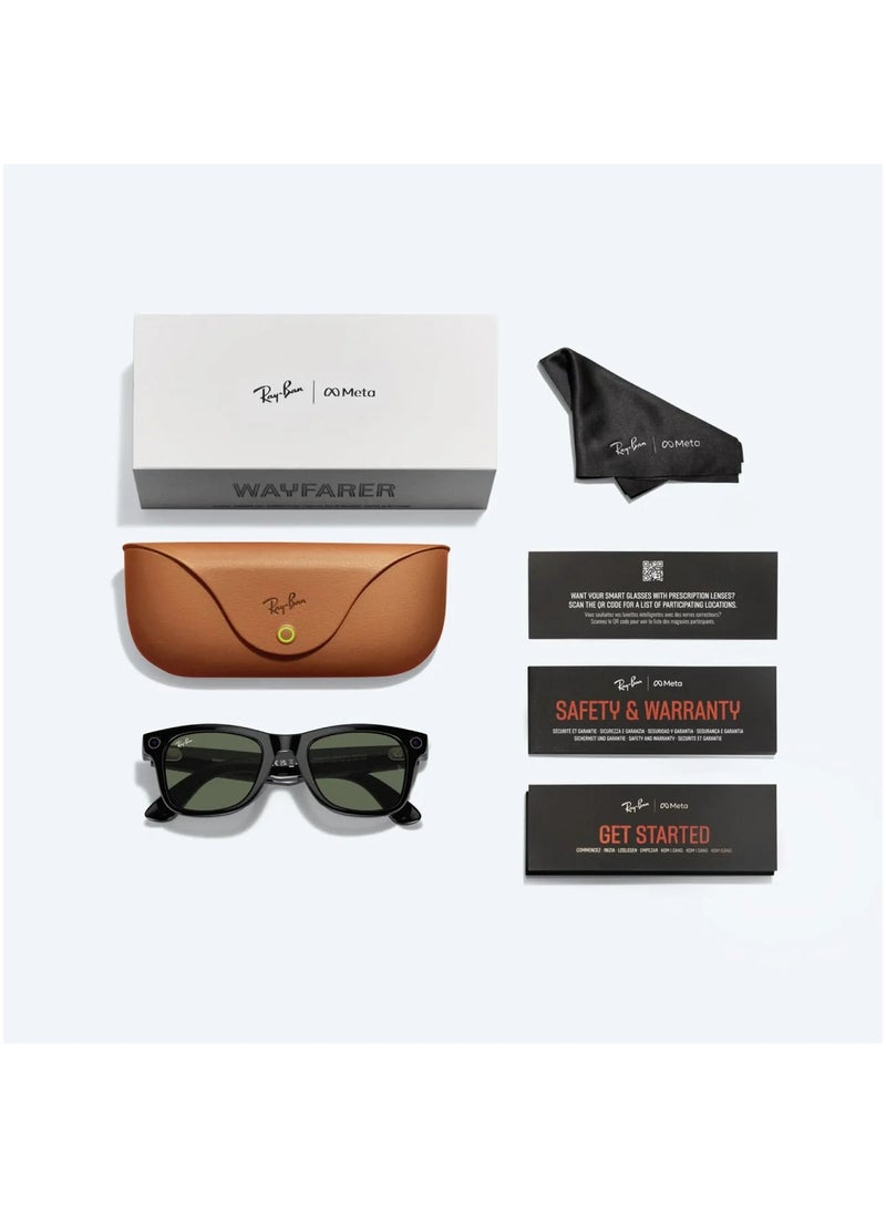 Ray Ban Wayfarer RW4006 Shiny Black Frames With G15 Green Classic Lenses Direct To Social 12MP Camera Open Ear Audio Five-Mic System AI Voice Control