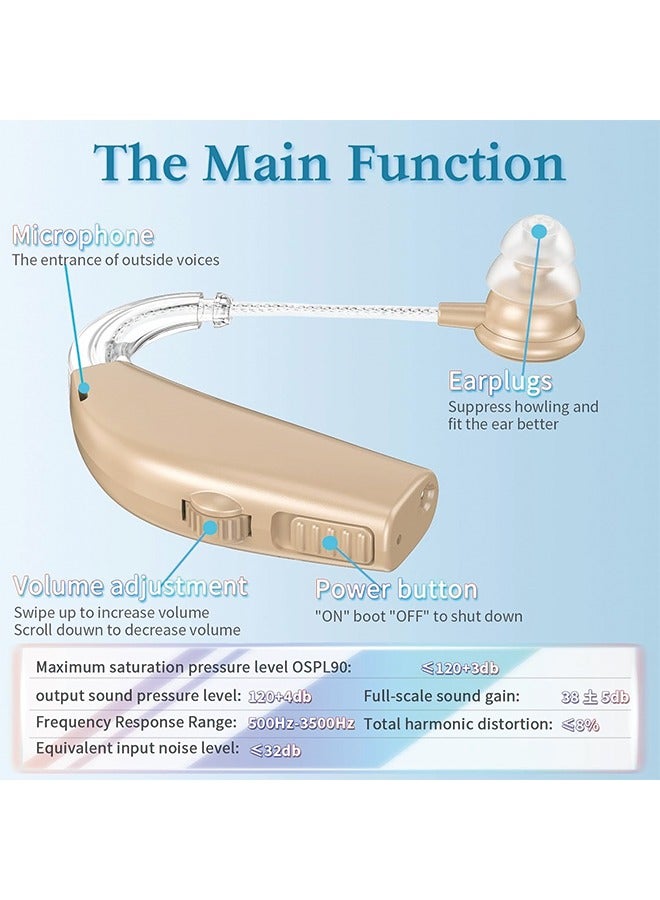 Hearing Aids, Hearing Aids for Seniors with Noise Cancelling and Volume Control, Rechargeable Hearing Aids for Hearing Loss with Charging Case