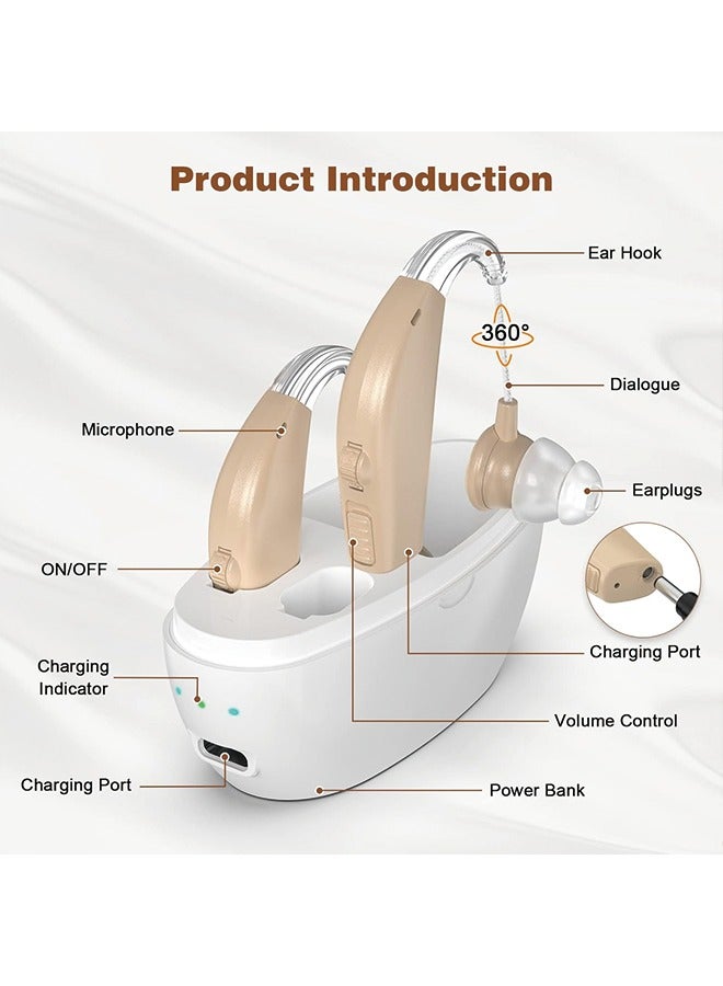 Hearing Aids, Hearing Aids for Seniors with Noise Cancelling and Volume Control, Rechargeable Hearing Aids for Hearing Loss with Charging Case