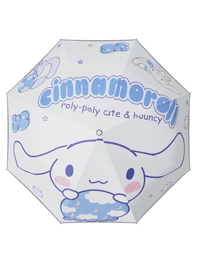 Kids Folding Umbrella, Cartoon Travel Umbrella with Reflective Stripe,Wind Resistant and Anti-UV, Strong, Portable, Auto Open/Close, Durable Compact Design, Lightweight Umbrella for Girls