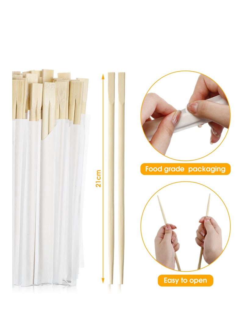 100 Pairs Disposable Chopsticks, Bamboo Wooden Solid No Splinter Chopsticks, Individually Wrapped Disposable Wooden Chopstick with Paper Sleeve for Sushi, Asian Dishes, Noodles, 8.27 Inch