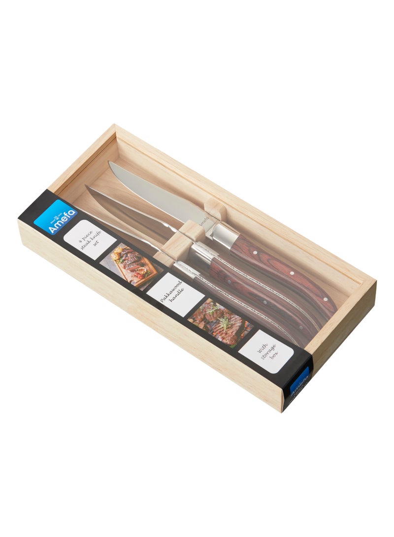 Royal Steak 2520 4-pcs Steak knife set brown in wooden box