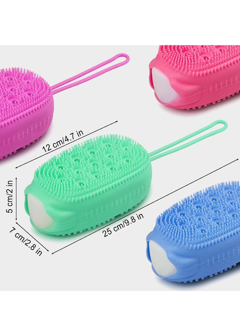 Silicone Shower Brush, 4PCS Soft Silicone Body Cleansing Brush Shower Scrubber, Gentle Exfoliating and Massage for All Kinds of Skin