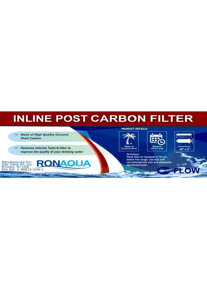 Ronaqua T33 Inline Coconut Grade Activated Carbon Pre Post Membrane Filter For Taste And Odor Reduction