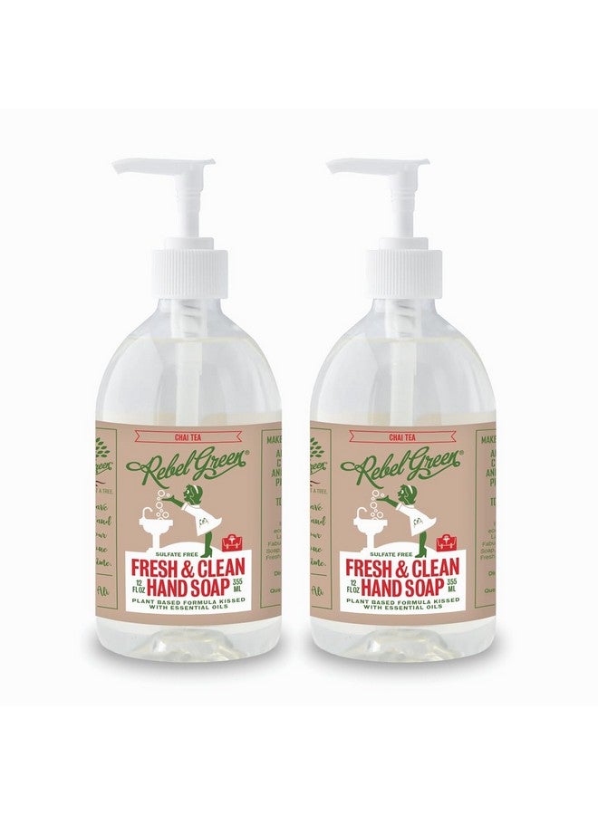 Fresh & Clean Hand Soap Moisturizing Natural Bathroom & Kitchen Liquid Soap Gentle Household Hand Wash Chai Tea 12 Fl Oz (Pack Of 2)