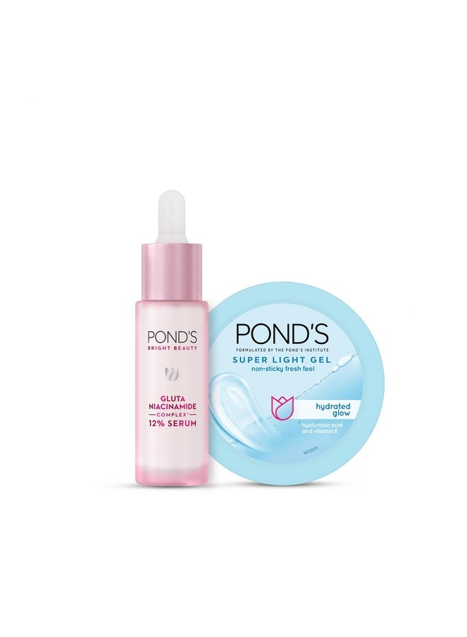 Ponds Hydration + Brightening Combo With Hyaluronic Acid And Niacinamide For Men And Women 28Ml+200G