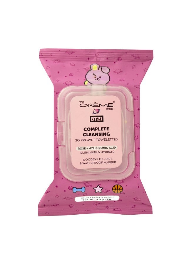 Bt21 Cooky Complete Cleansing Towelettes Rose & Hyaluronic Acid (20 Prewet Towelettes)