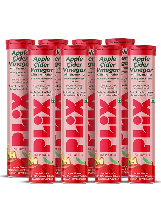 Apple Cider Vinegar 120 Effervescent Tablet, ACV Pack of 8 - Apple