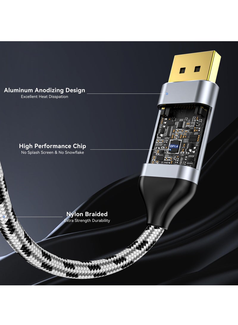 USB C to DisplayPort 1.4 Cable, (8K@60Hz, 4K@165Hz/144Hz/120Hz) Non-Bidirectional Type C to DP Cable 6.6FT/2M 32.4Gbps 1.4 HBR3 Alt Mode Video Adapter for MacBook Pro Mac Mini, XPS 15