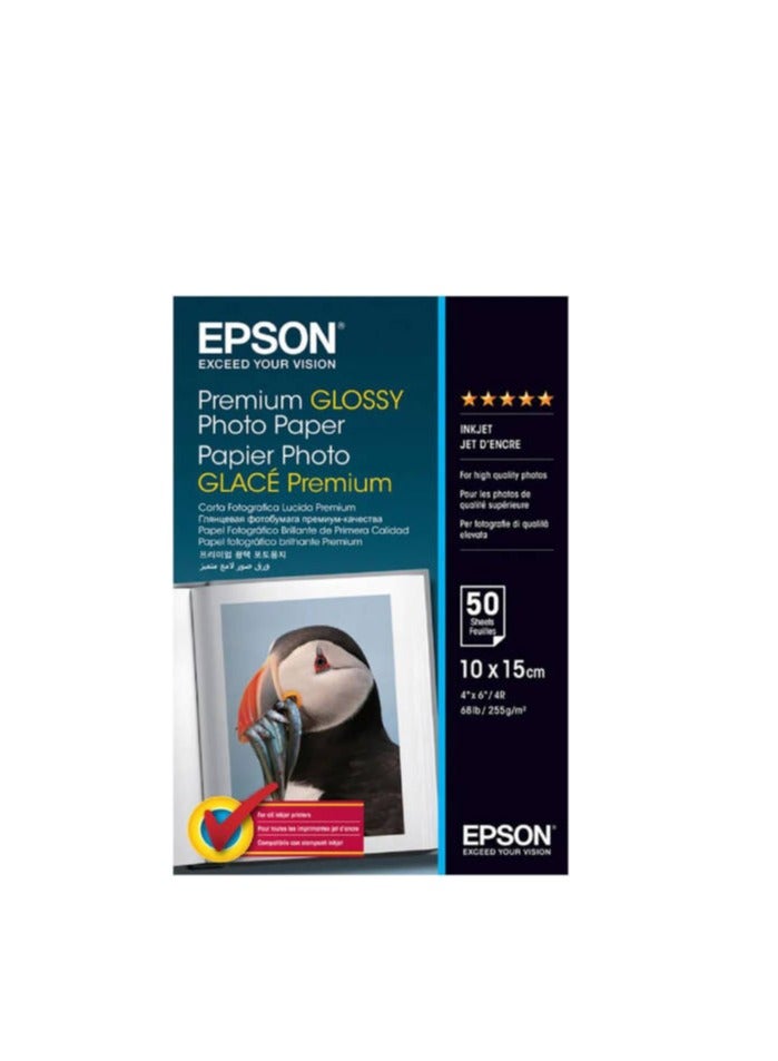 Premium Glossy Photo Paper, 255gsm Weight Sturdy, 10x15 cm Size, 50 Sheets, For High Quality Photos, Compatible For All Inkjet Printers