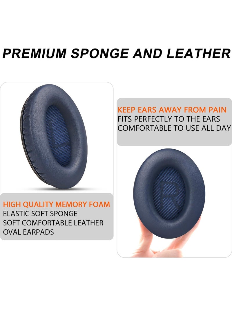 Replacement Ear Pads Compatible for Bose QC35 & QC35ii Over-Ear Headphones Made- Comfortable Adaptive Memory Foam and Extra Durable Earpads Kit for Bose QuietComfort 35 &35ii(Navy blue)