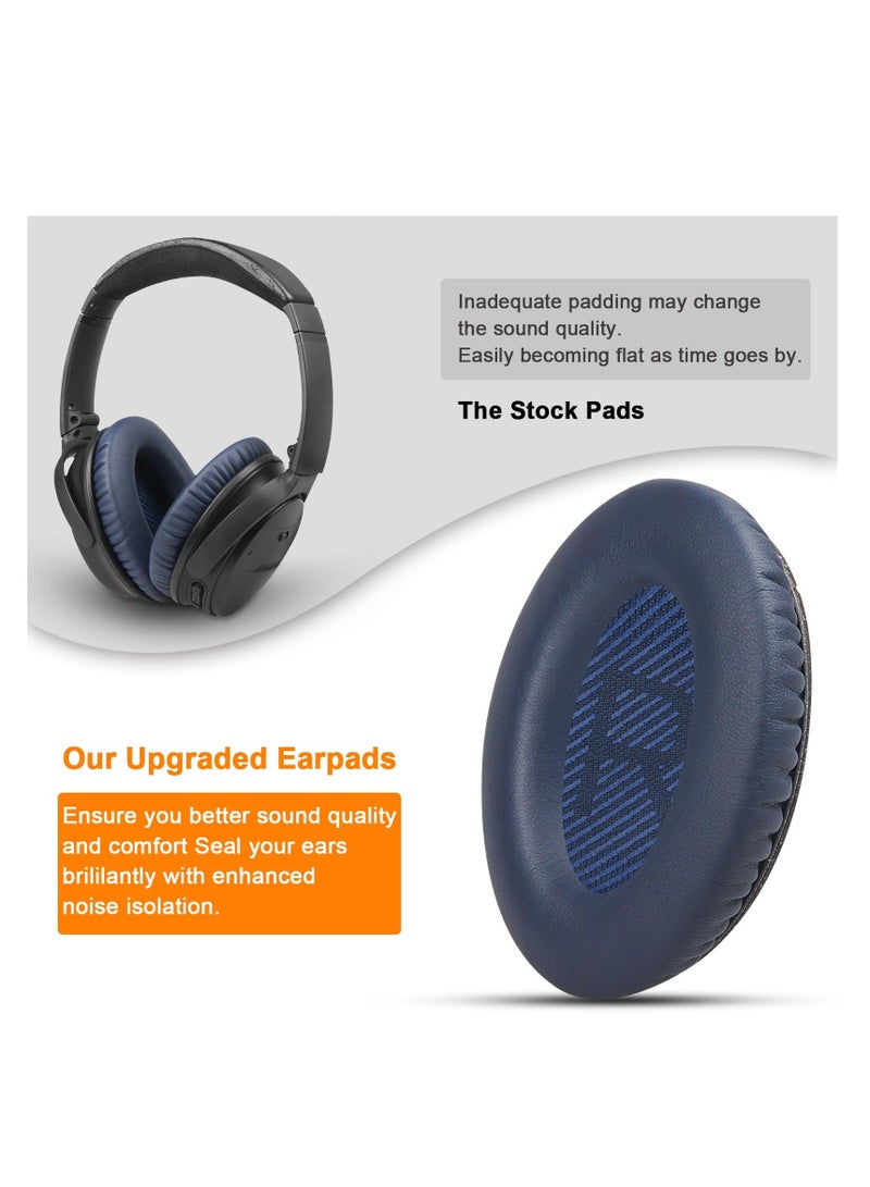 Replacement Ear Pads Compatible for Bose QC35 & QC35ii Over-Ear Headphones Made- Comfortable Adaptive Memory Foam and Extra Durable Earpads Kit for Bose QuietComfort 35 &35ii(Navy blue)