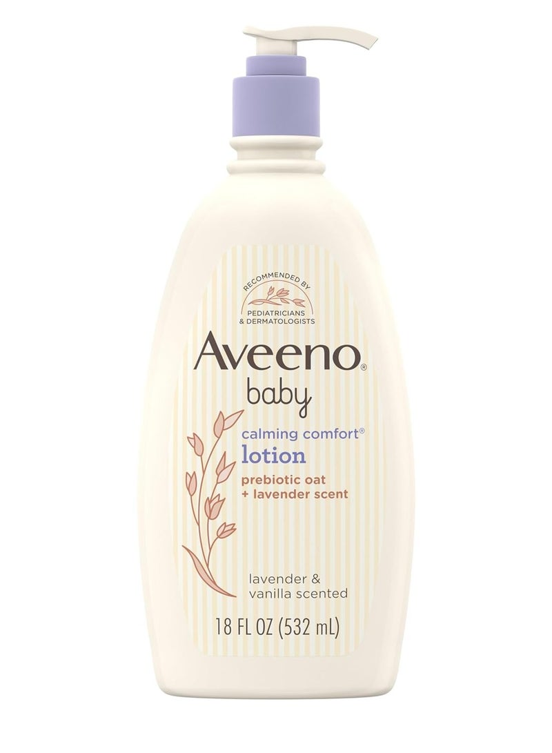 AVEENO BABY Calming Comfort Moisturizing Lotion with Relaxing Lavender & Vanilla Scents, Non-Greasy Body Lotion with Natural Oatmeal & Dimethicone, Paraben- & Phthalate-Free, 18 fl. Oz