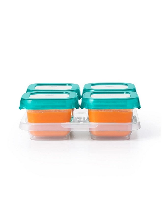 Tot Baby Blocks Freezer Storage Containers Teal (4 Oz)