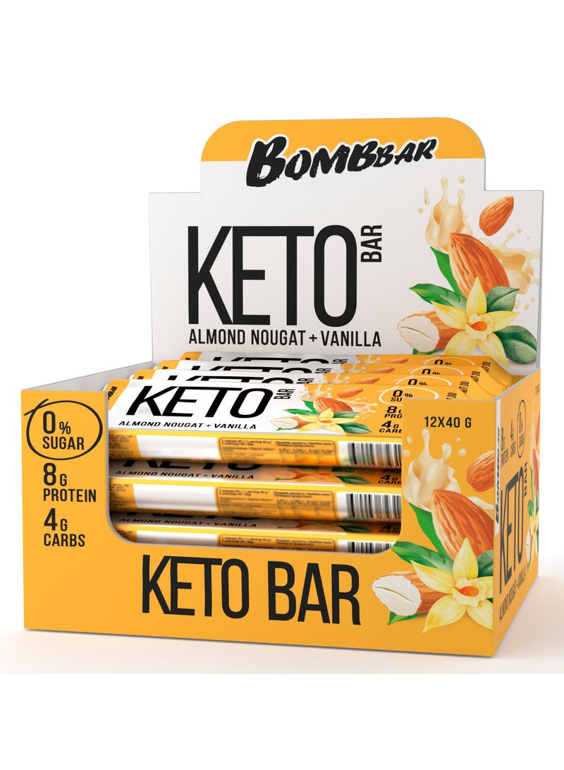 Protein Keto Bar with Almond Nougat and Vanilla 12x40g