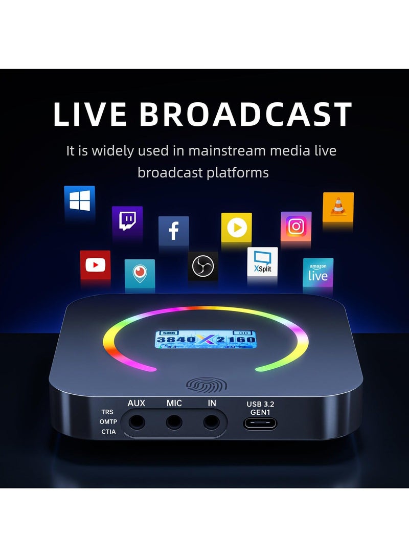 4K60 Game Video Capture Card, USB 3.2 Flagship Level 1080P 240 FPS & HDR VRR Passthrough, Near-Zero Latency, Plug & Play, Record & Perfect Match with Switch/PS5/Xbox/OBS/DSLR/PC
