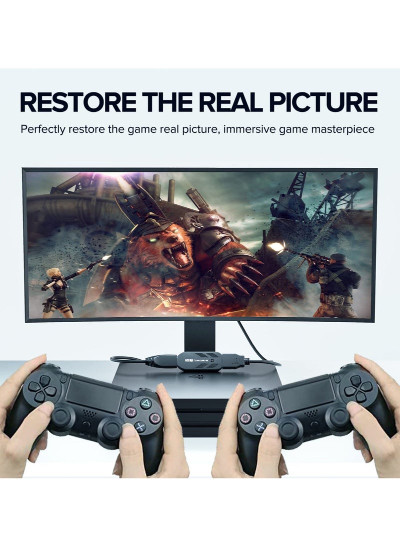 4K Video Capture Card, Cam Link HDMI to USB 3.0, Full HD 4K30/1080p120, Low-Latency Capture for Gaming, Streaming, Live Broadcast, Online Teaching, Conference