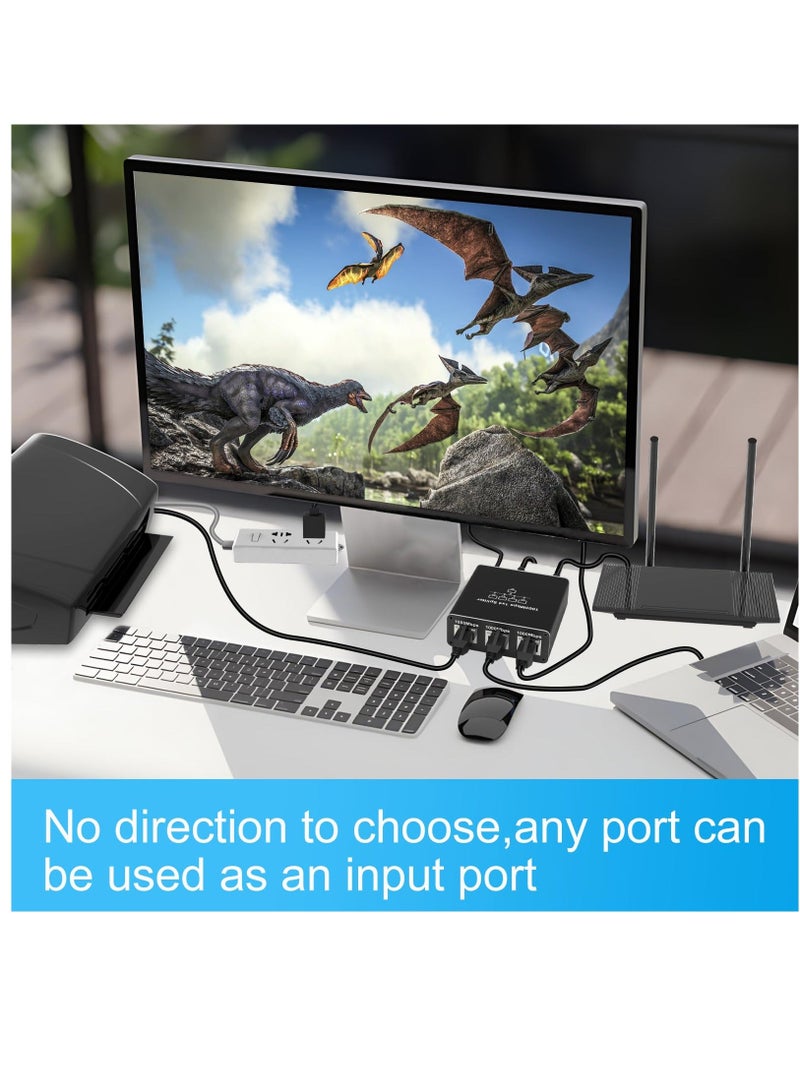 Ethernet Splitter High Speed, 1000Mbps Ethernet Splitter 1 to 4 (4 Devices Simultaneous Networking) Gigabit Ethernet Splitter RJ45 Splitter with USB Power Cable, LAN Splitter for Cat5/5e/6/7/8 Cable