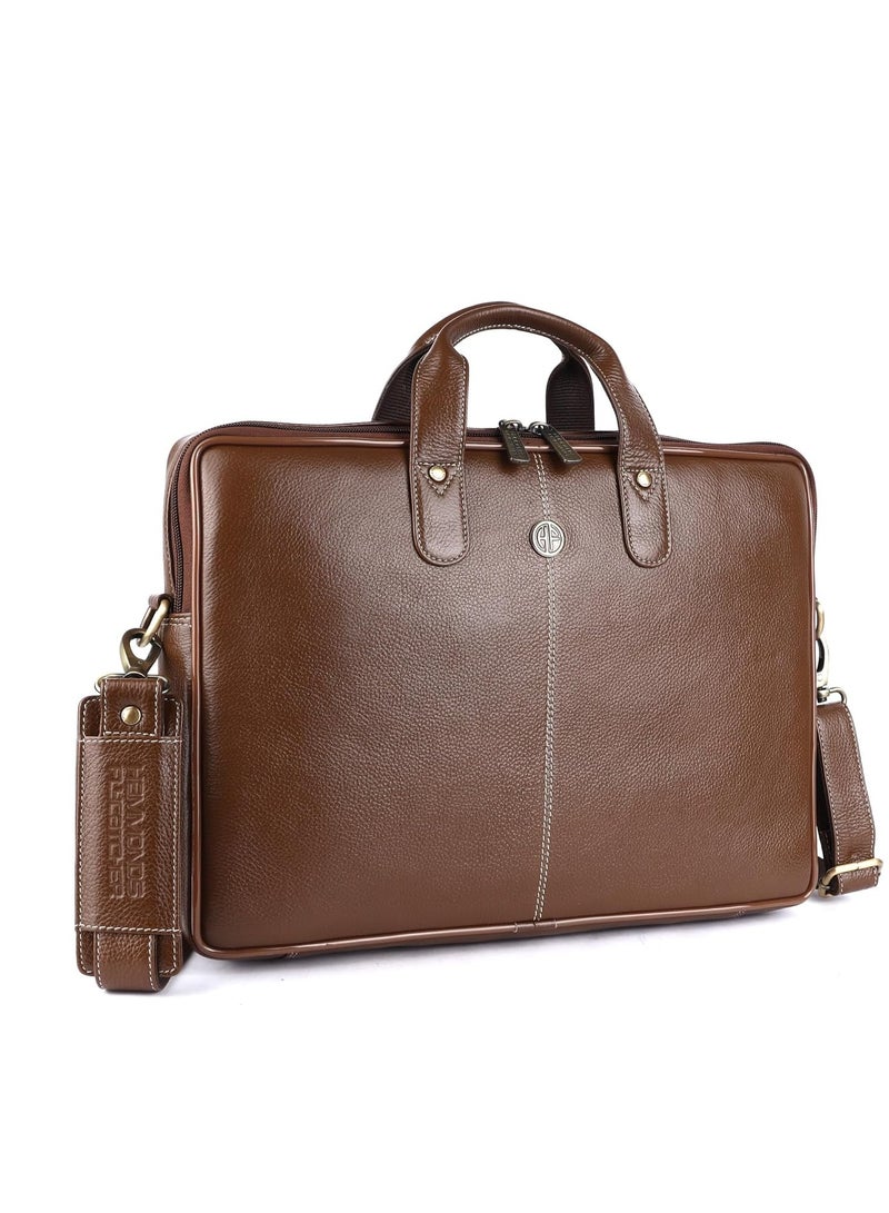 Leather Laptop Bag for Men - Office Bag - Fits Up to 14/15.6 Inch Laptop/MacBook - Laptop Messenger Bags/Leather Bag for Men with Adjustable Shoulder Strap - Brushwood