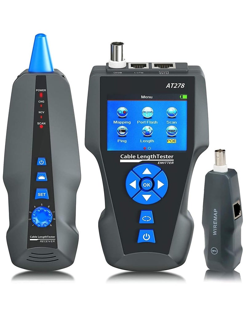 Network Cable Tester, AT278 TDR Multi-functional LCD Tracker For RJ45, RJ11, BNC, Metal Cable, PING/POE NF-8601S