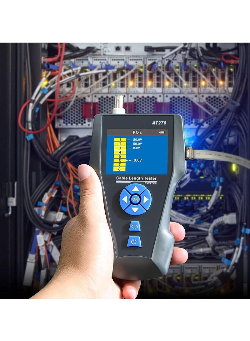 Network Cable Tester, AT278 TDR Multi-functional LCD Tracker For RJ45, RJ11, BNC, Metal Cable, PING/POE NF-8601S