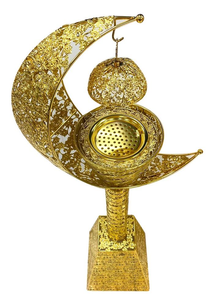RSG-Large Oud Burner Incense Mabkhara Moon Design Ramadan Decore for Big Halls, Big Houses and Mosque - 847