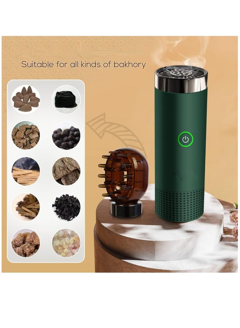 New Modern Arabian Electric Portable Bakhoor Burner USB Rechargeable Comb Bakhoor Incense Holder Green