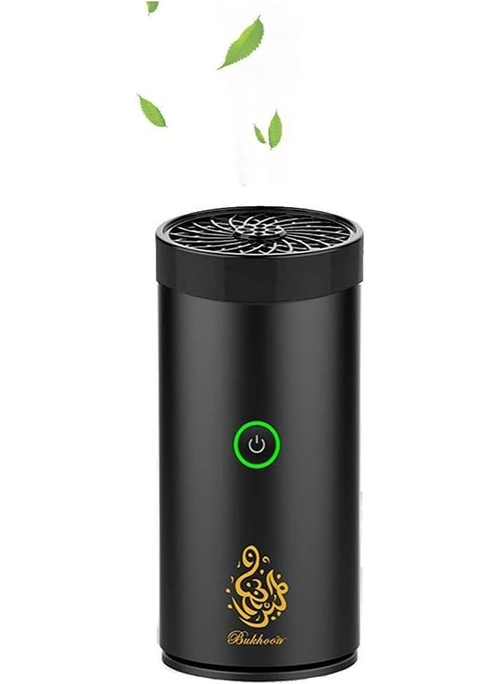 Electric Incense Mini Car Incense Bukhoor Burners Decort for Car, Home, Usb Rechargeable Gift (BLACK) (ELT-01)