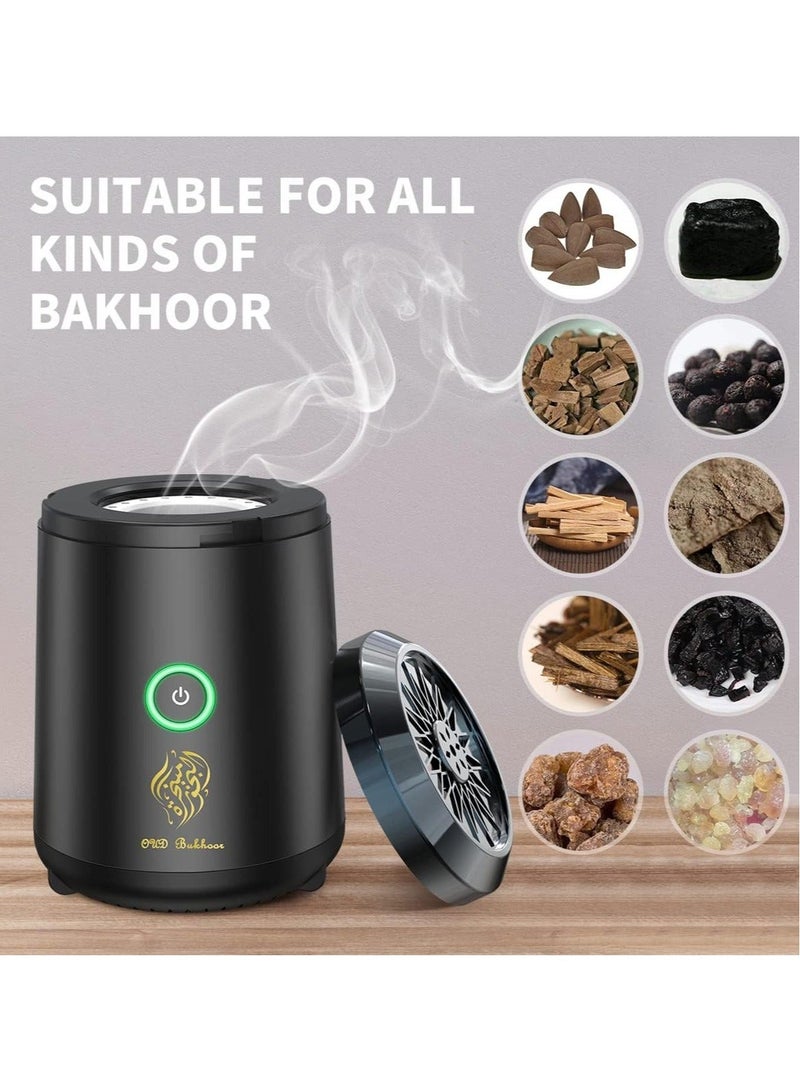 Mini Electric Incense Burner Portable USB Rechargeable Arab Bakhoor Muslim Aroma Diffuser Incense Holder for Car and Home Office(Black)