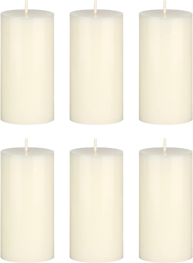 Mega Candles 6 Pcs Unscented Ivory Round Pillar Candle | Hand Poured Premium Wax Candles 2