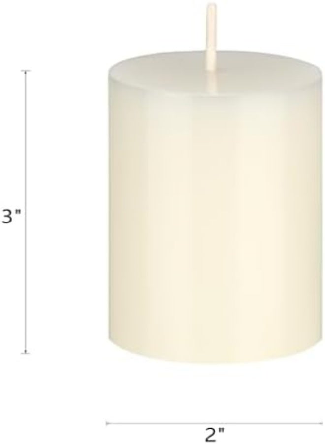 Mega Candles 3 Pcs Unscented Ivory Round Pillar Candle, Hand Poured Premium Wax Candles 2 Inch X 3 Inch, Home Décor, Wedding Receptions, Baby Showers, Birthdays, Celebrations, Party Favors & More