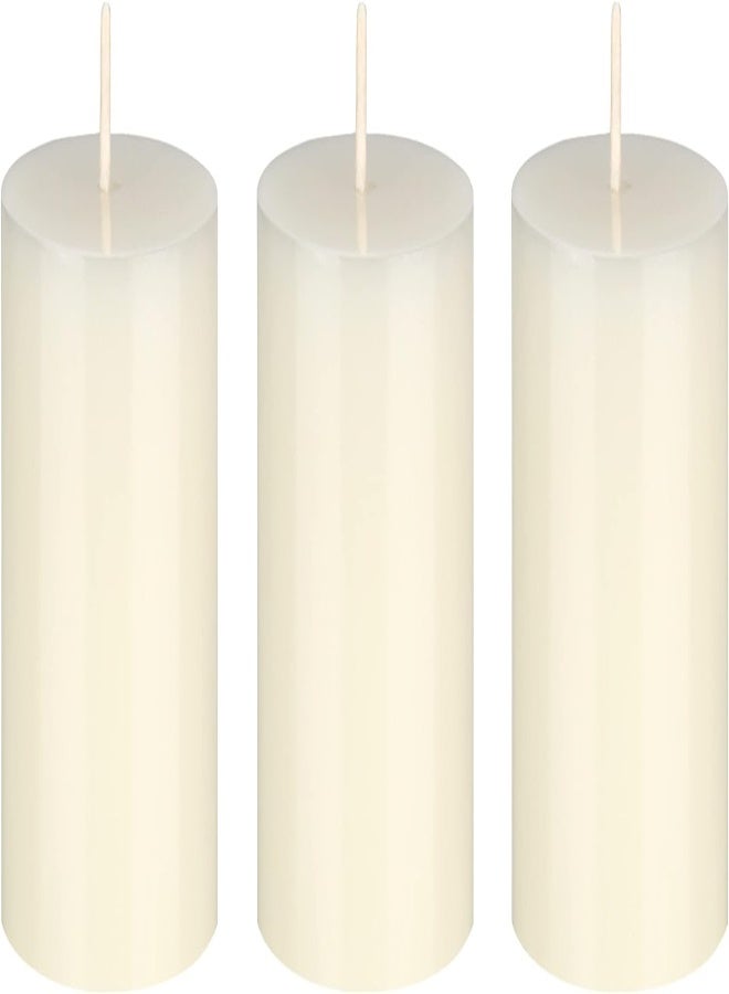 Mega Candles 3 Pcs Unscented Ivory Round Pillar Candle, Hand Poured Premium Wax Candles 2 Inch X 3 Inch, Home Décor, Wedding Receptions, Baby Showers, Birthdays, Celebrations, Party Favors & More