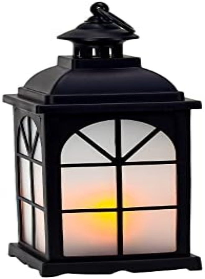 Black Decorative Led Lantern With Lights Candle Flameless, Led Candles & Holder, Indoor & Outdoor Hanging Light Waterproof Vintage B/O Battery Operated Home Office Wedding Décor 35Cm