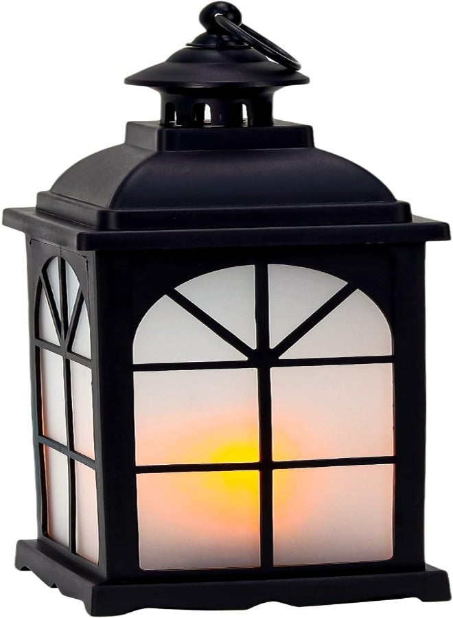 Black Decorative Led Lantern With Lights Candle Flameless, Led Candles & Holder, Indoor & Outdoor Hanging Light Waterproof Vintage B/O Battery Operated Home Office Wedding Décor 35Cm