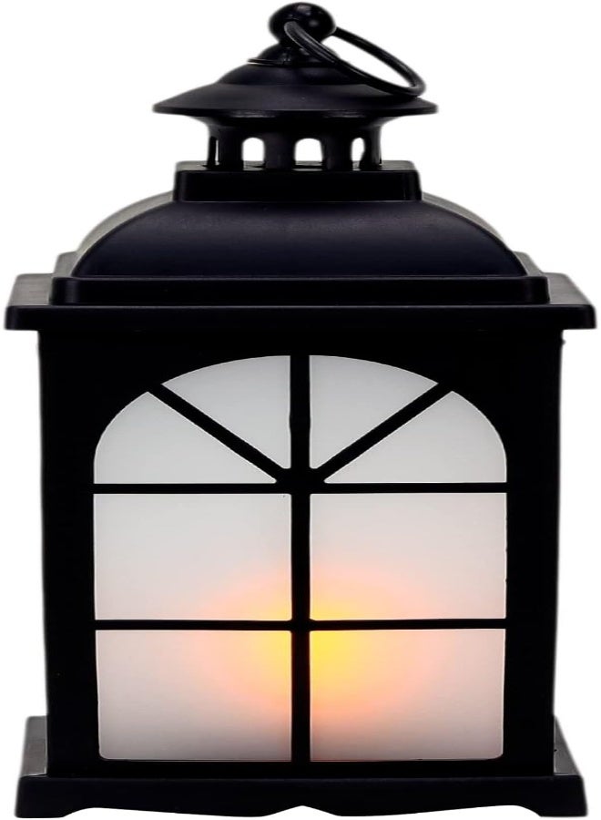 Black Decorative Led Lantern With Lights Candle Flameless, Led Candles & Holder, Indoor & Outdoor Hanging Light Waterproof Vintage B/O Battery Operated Home Office Wedding Décor 35Cm