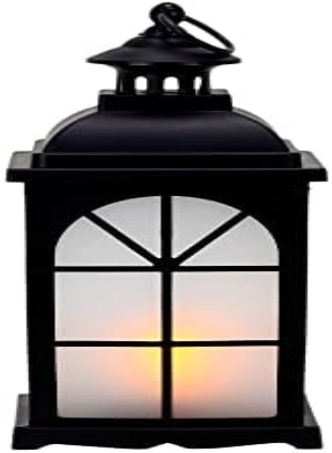 Black Decorative Led Lantern With Lights Candle Flameless, Led Candles & Holder, Indoor & Outdoor Hanging Light Waterproof Vintage B/O Battery Operated Home Office Wedding Décor 35Cm