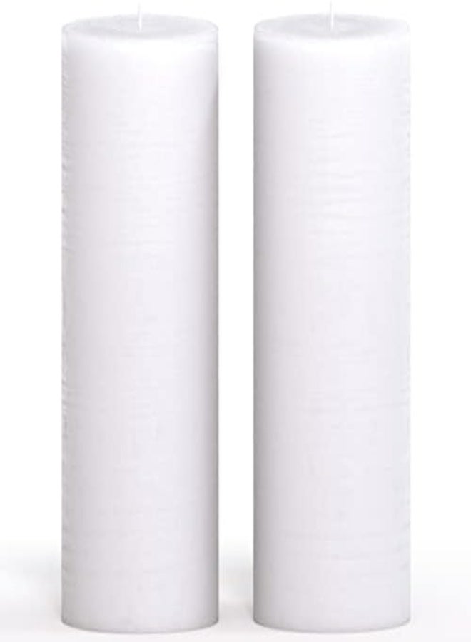 Candwax 3X8 Pillar Candle Set Of 2 - Decorative Rustic Candles Unscented And No Drip Candles - Ideal As Wedding Candles Or Large Candles For Home Interior - White Candles