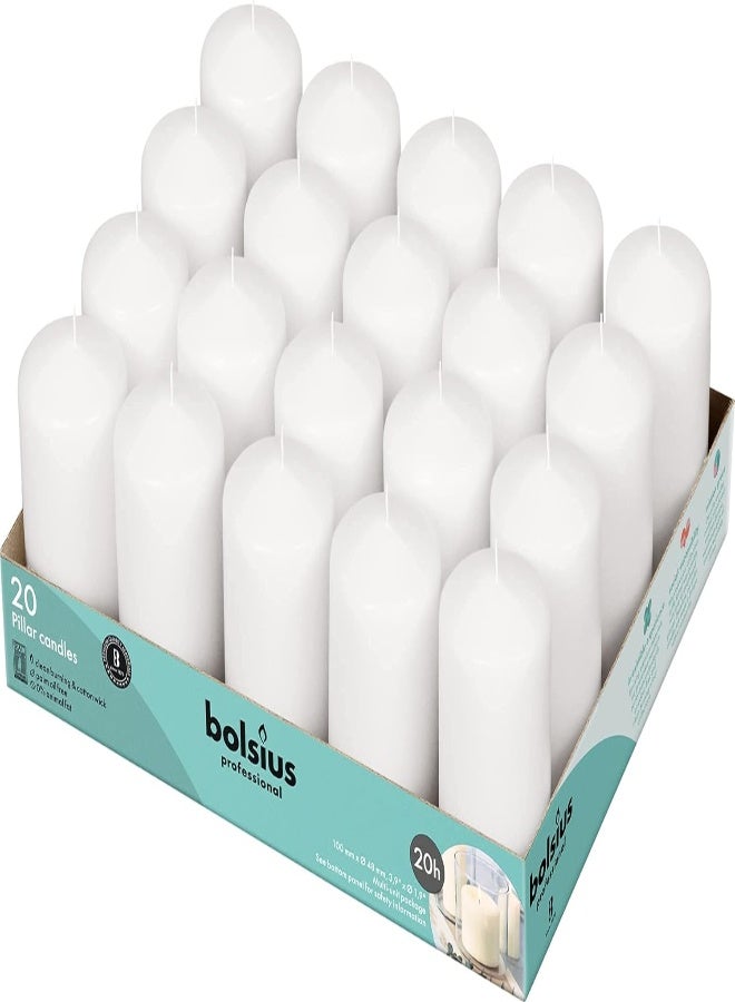 Bolsius Base Candles For Decoration, Wax, White, Size Individual Wax: H 10 Cm, Ø 4.8 Cm, 20 Pieces