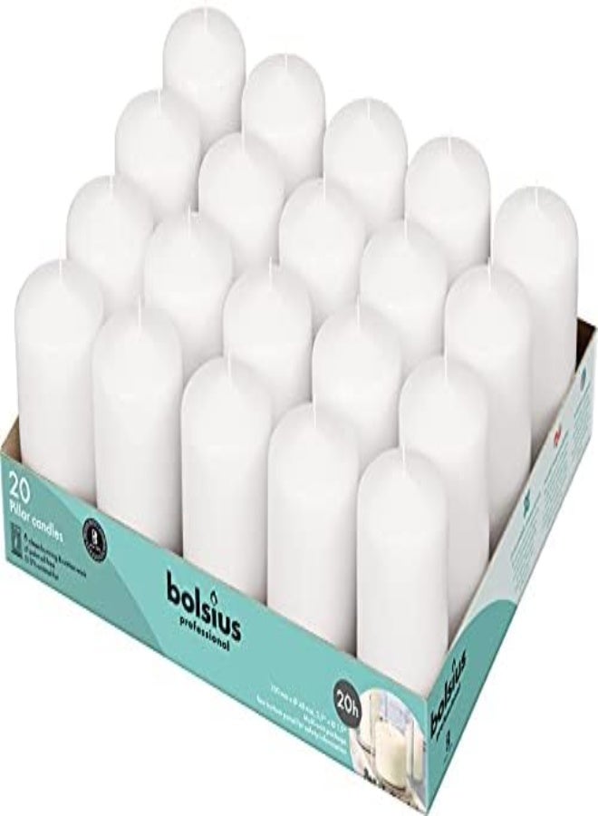 Bolsius Base Candles For Decoration, Wax, White, Size Individual Wax: H 10 Cm, Ø 4.8 Cm, 20 Pieces