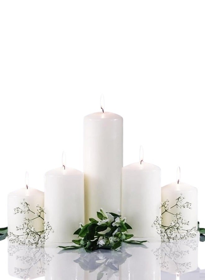 Candles Pillar Candle Unscented for Weddings, Home Decoration, Restaurants, | Jumbo Size Pillar Candle | Premium Wax Long Burning Dinner Candles (1, Set of 5)