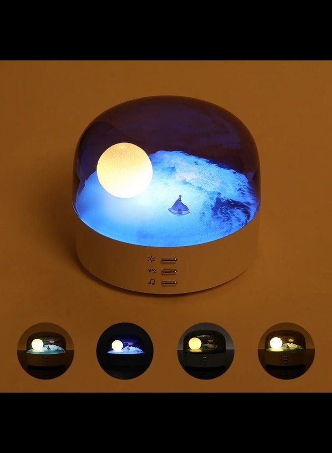 Moon Landscape Night Light 1200mAh LED Table Lamp Bluetooth Rechargeable